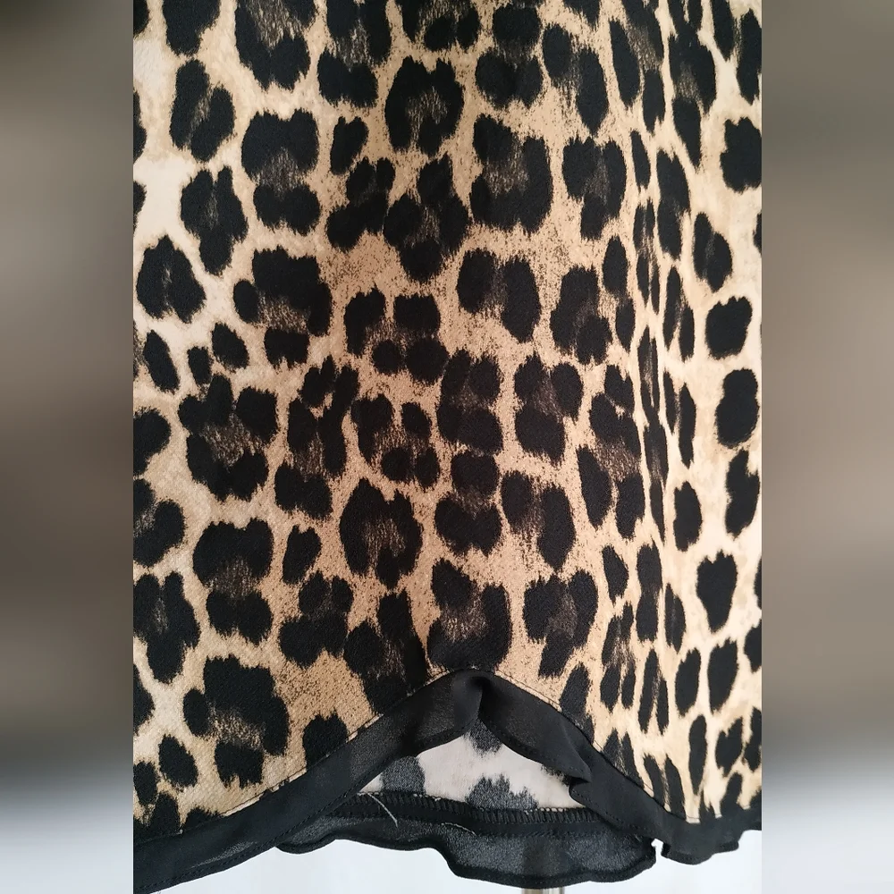 Zara Ruffled Print Leopard Print Top - Picture 9 of 11